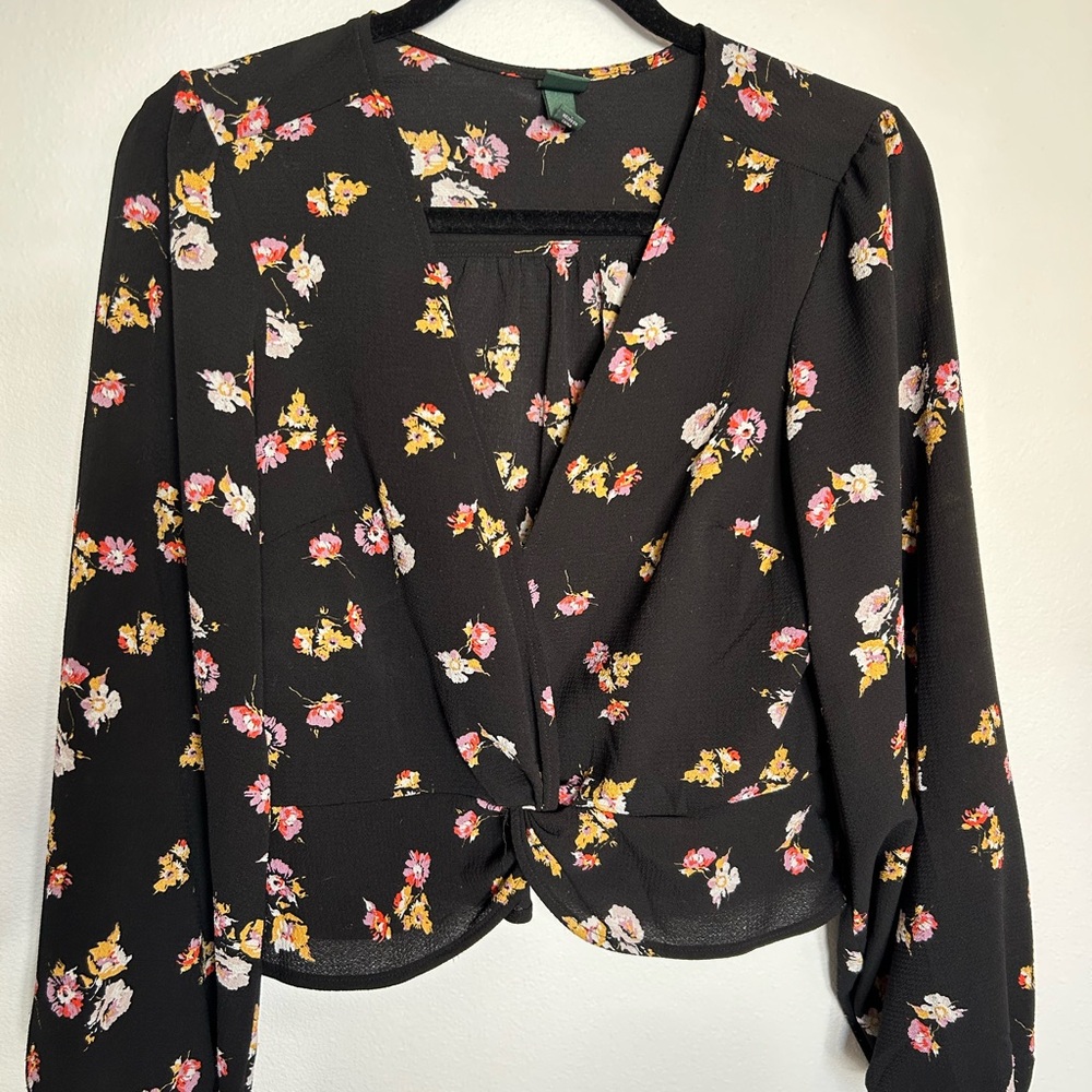 Wild Fable Black Floral Blouse
